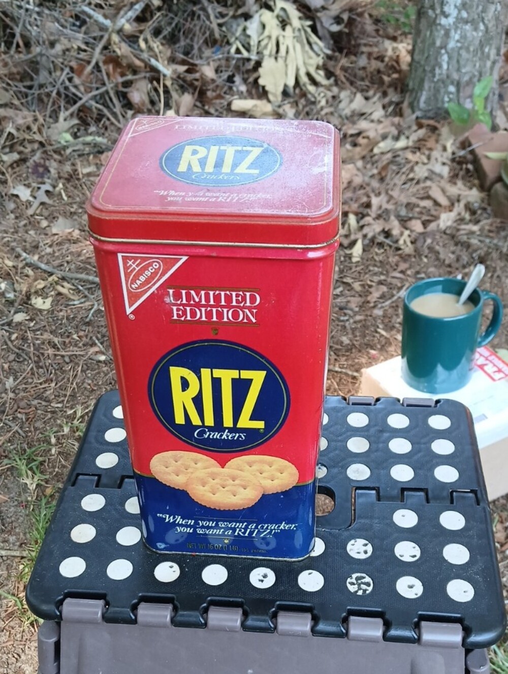 Ritz Crackers Limited Edition Tin - Red & Blue Approx. 9"×4"